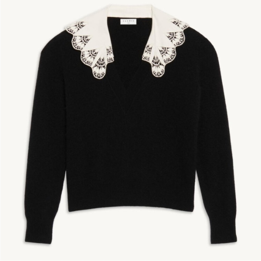 Sandro Lena Poplin Collar Sweater - Picture 4 of 6